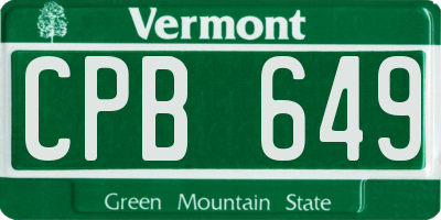 VT license plate CPB649