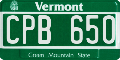 VT license plate CPB650