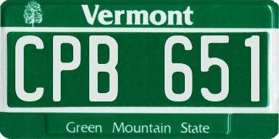 VT license plate CPB651