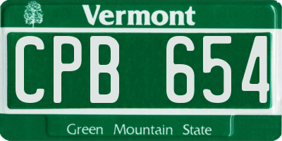 VT license plate CPB654