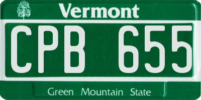 VT license plate CPB655