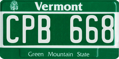 VT license plate CPB668