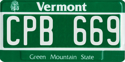 VT license plate CPB669