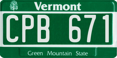 VT license plate CPB671