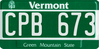 VT license plate CPB673