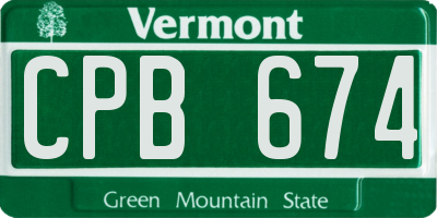 VT license plate CPB674