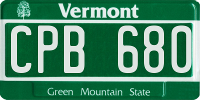 VT license plate CPB680
