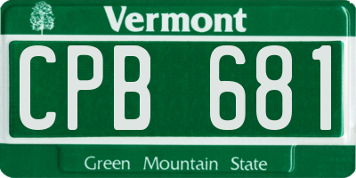 VT license plate CPB681