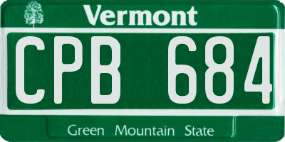 VT license plate CPB684