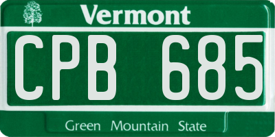 VT license plate CPB685