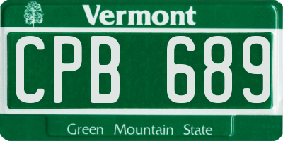 VT license plate CPB689