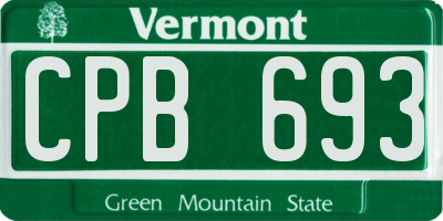 VT license plate CPB693