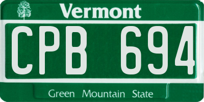 VT license plate CPB694