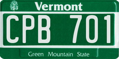 VT license plate CPB701