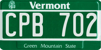 VT license plate CPB702