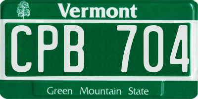 VT license plate CPB704