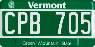 VT license plate CPB705