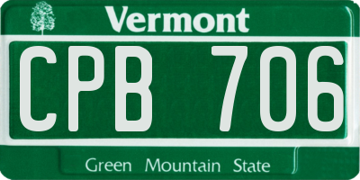 VT license plate CPB706
