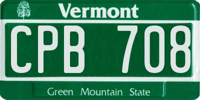 VT license plate CPB708