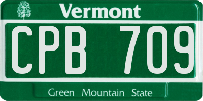 VT license plate CPB709
