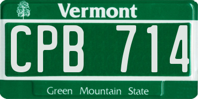 VT license plate CPB714