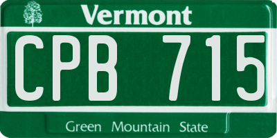 VT license plate CPB715
