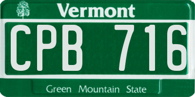 VT license plate CPB716