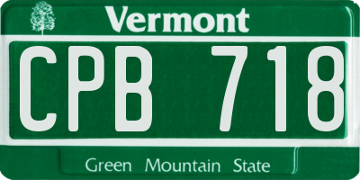 VT license plate CPB718