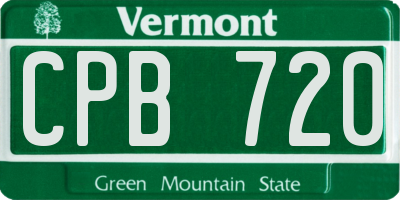 VT license plate CPB720