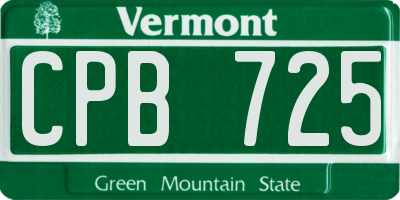 VT license plate CPB725