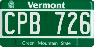 VT license plate CPB726