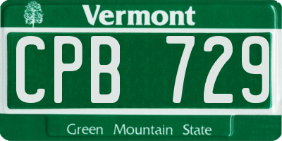 VT license plate CPB729
