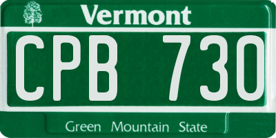 VT license plate CPB730