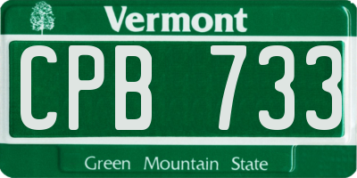 VT license plate CPB733