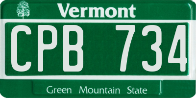 VT license plate CPB734