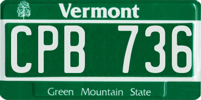 VT license plate CPB736