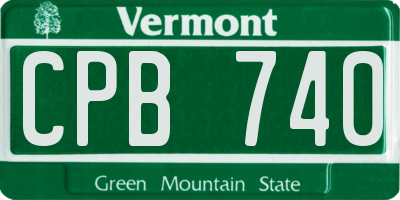 VT license plate CPB740