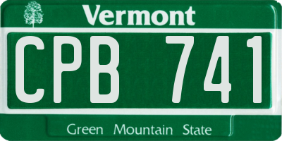 VT license plate CPB741
