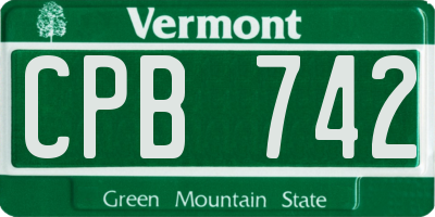 VT license plate CPB742