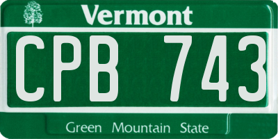 VT license plate CPB743