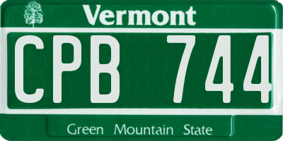 VT license plate CPB744