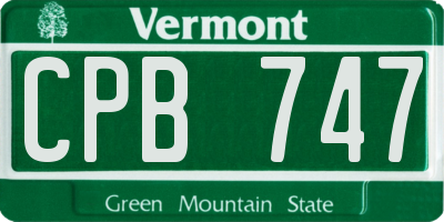 VT license plate CPB747
