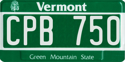 VT license plate CPB750