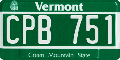 VT license plate CPB751