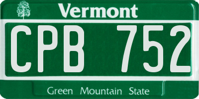 VT license plate CPB752
