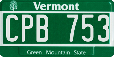 VT license plate CPB753