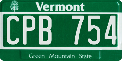 VT license plate CPB754