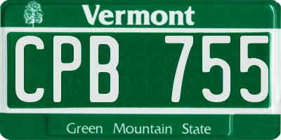 VT license plate CPB755