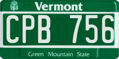 VT license plate CPB756