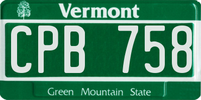 VT license plate CPB758